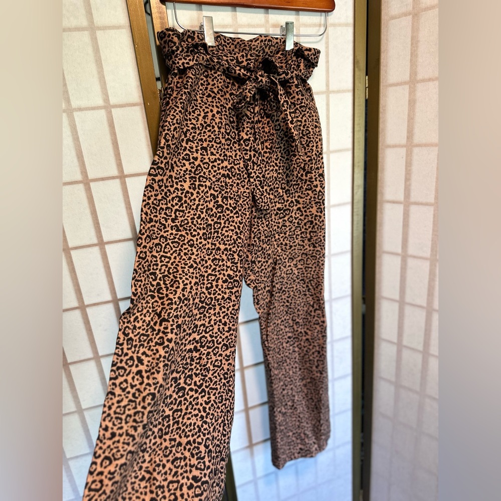 Cheetah Print Linen Wide-leg Reformation Pants size 0